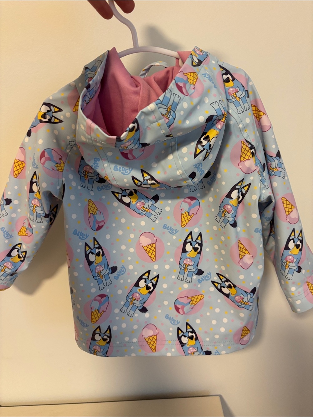 Bluey Light Blue Kids' Hooded Raincoat with Ice Cream Print - Bluey - Picture 2 of 2